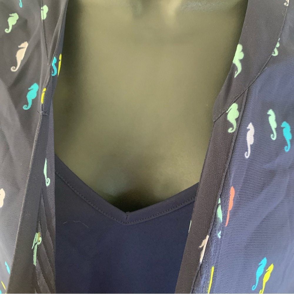MODCLOTH Dress & Slip Size XL Navy Sheer Pintucked Seahorse Expert in your Zeal - Picture 12 of 16